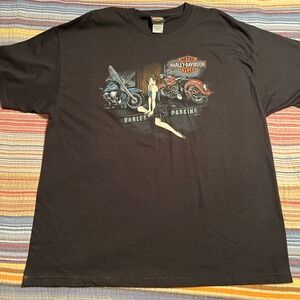 Harley Davidson Reno Nevada Biker Motorcycle Pin Up Graphic T Shirt 2XL